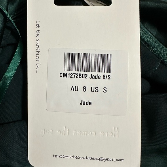 Here Comes The Sun Forrest Green Satin Mini Dress, Size Small (v) - Picture 7 of 9